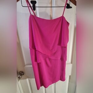 Amanda Uprichard Brigth Pink Layered Women's Mini Spaghetti Strap Dress Small